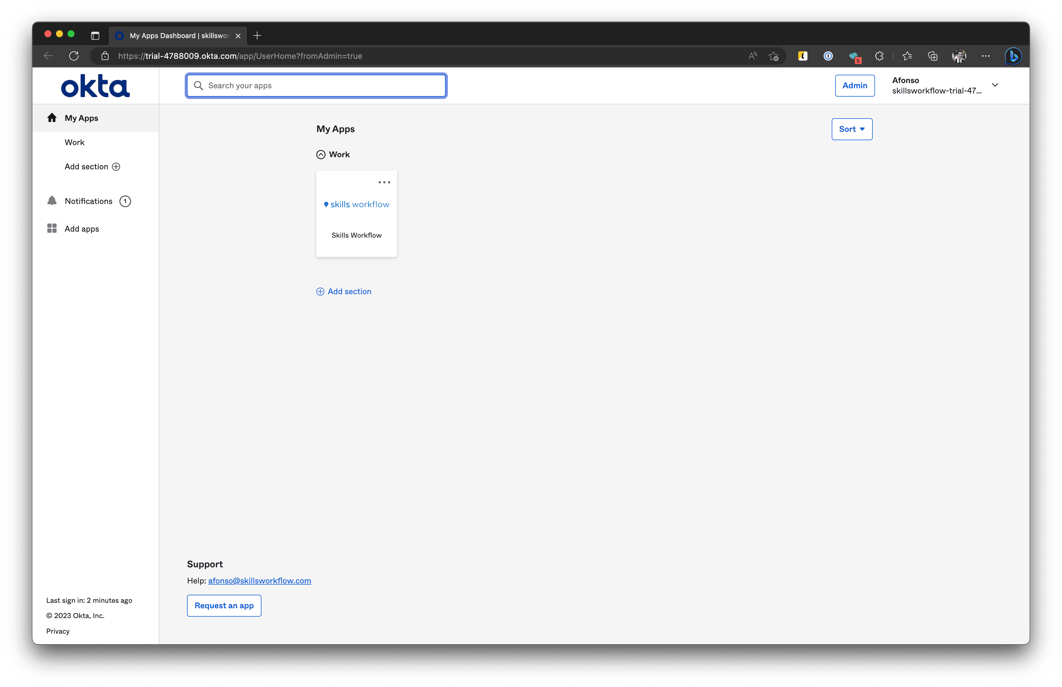 Screenshot shows Okta App Visibility.