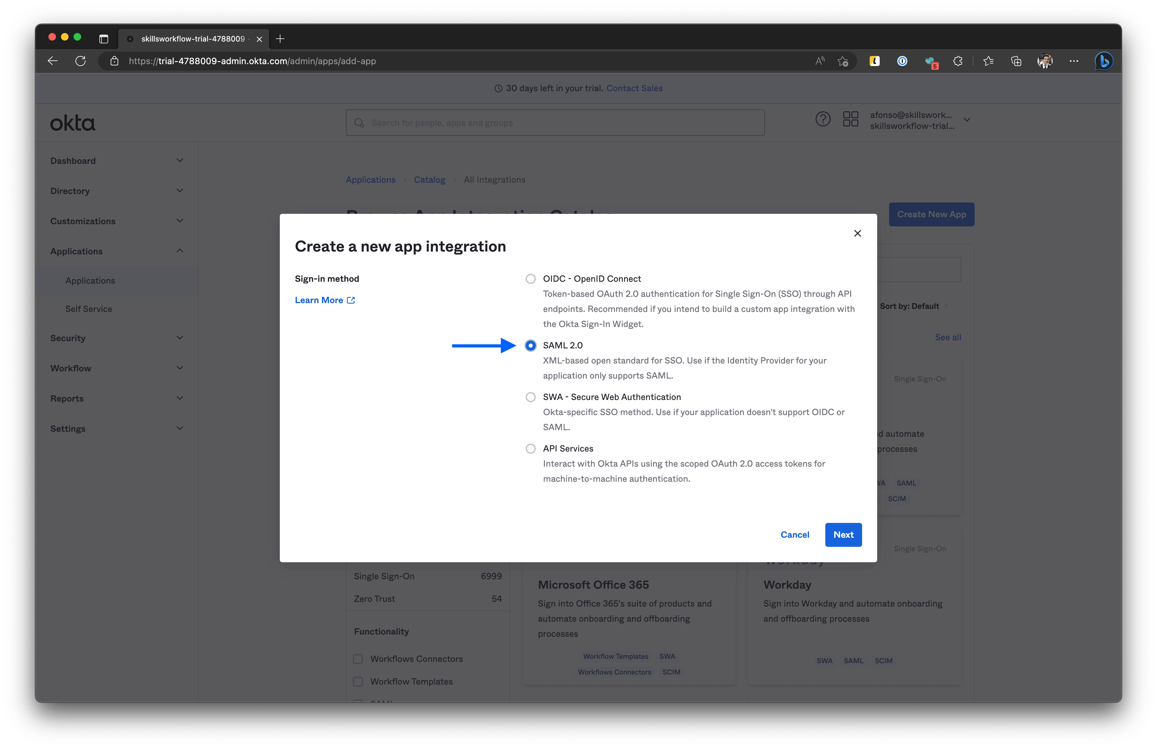 Screenshot shows sign-in method.
